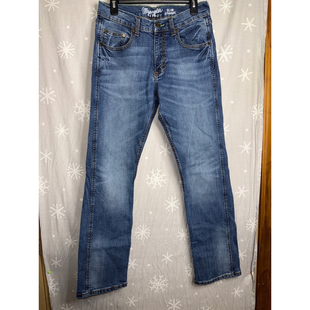 Wrangler Retro Slim Straight Mens Jeans 31x32 Medium Wash Blue 10WLTBRDZ